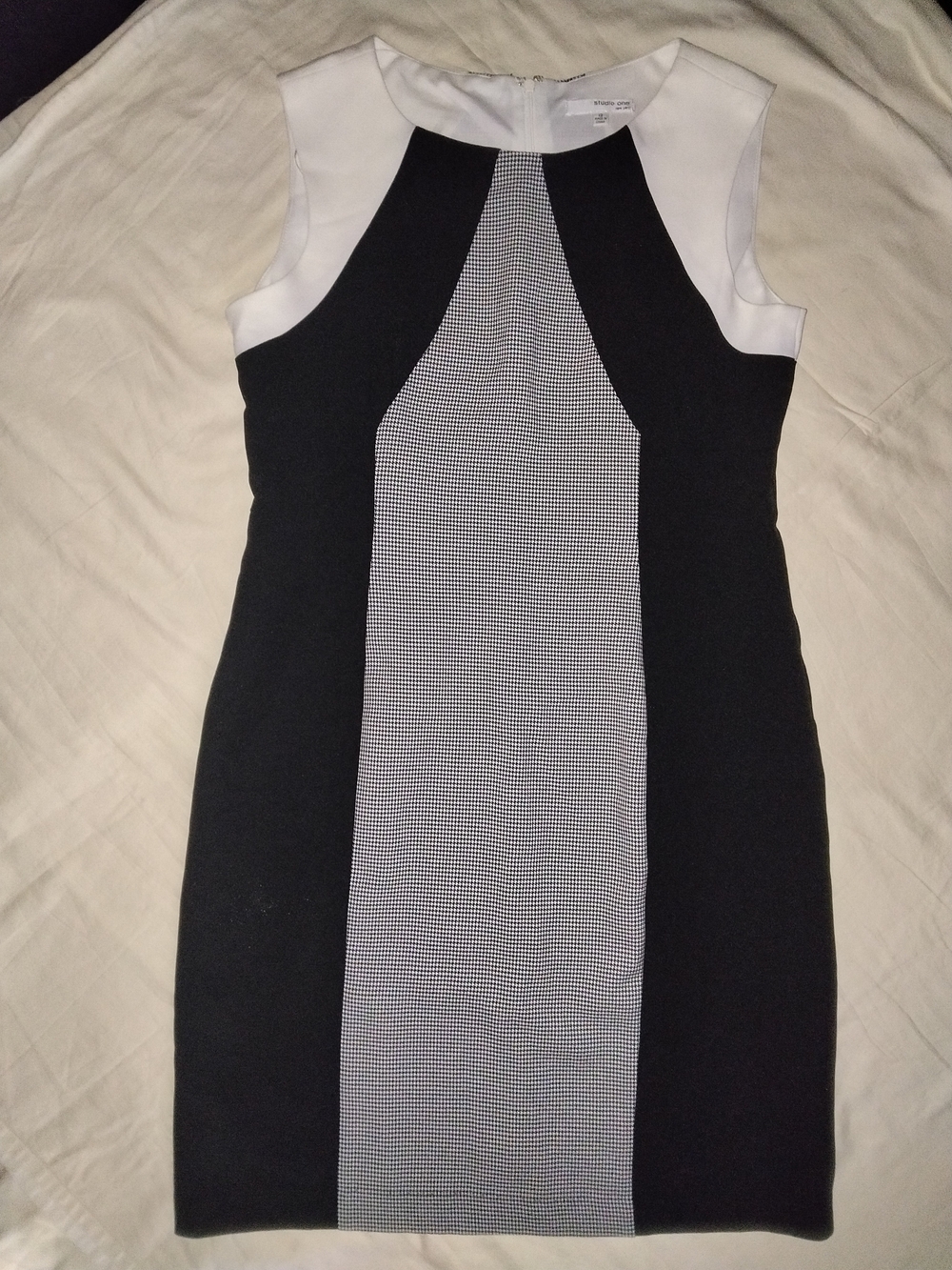 Studio One Black and White Panelled Mini Dress